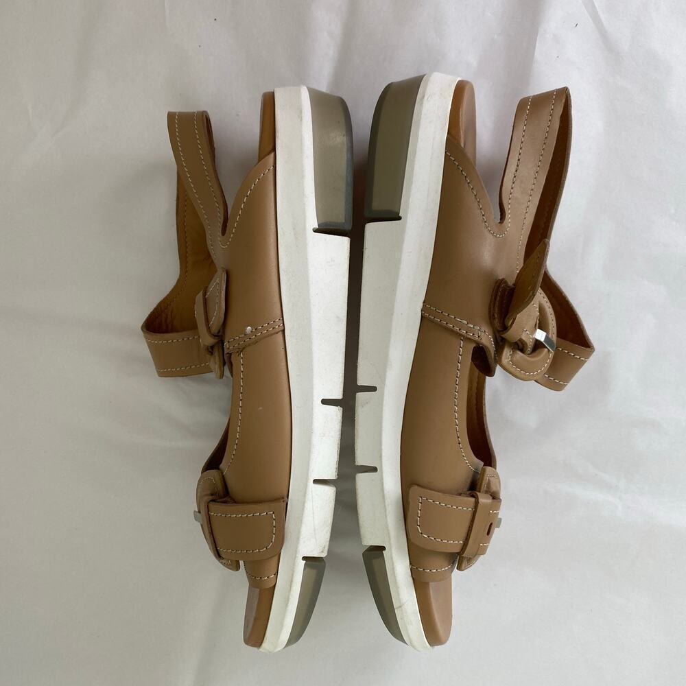 Aquatalia Sydni Nude Leather Flatform Wedge Sandals Size 10 - Picture 9 of 12